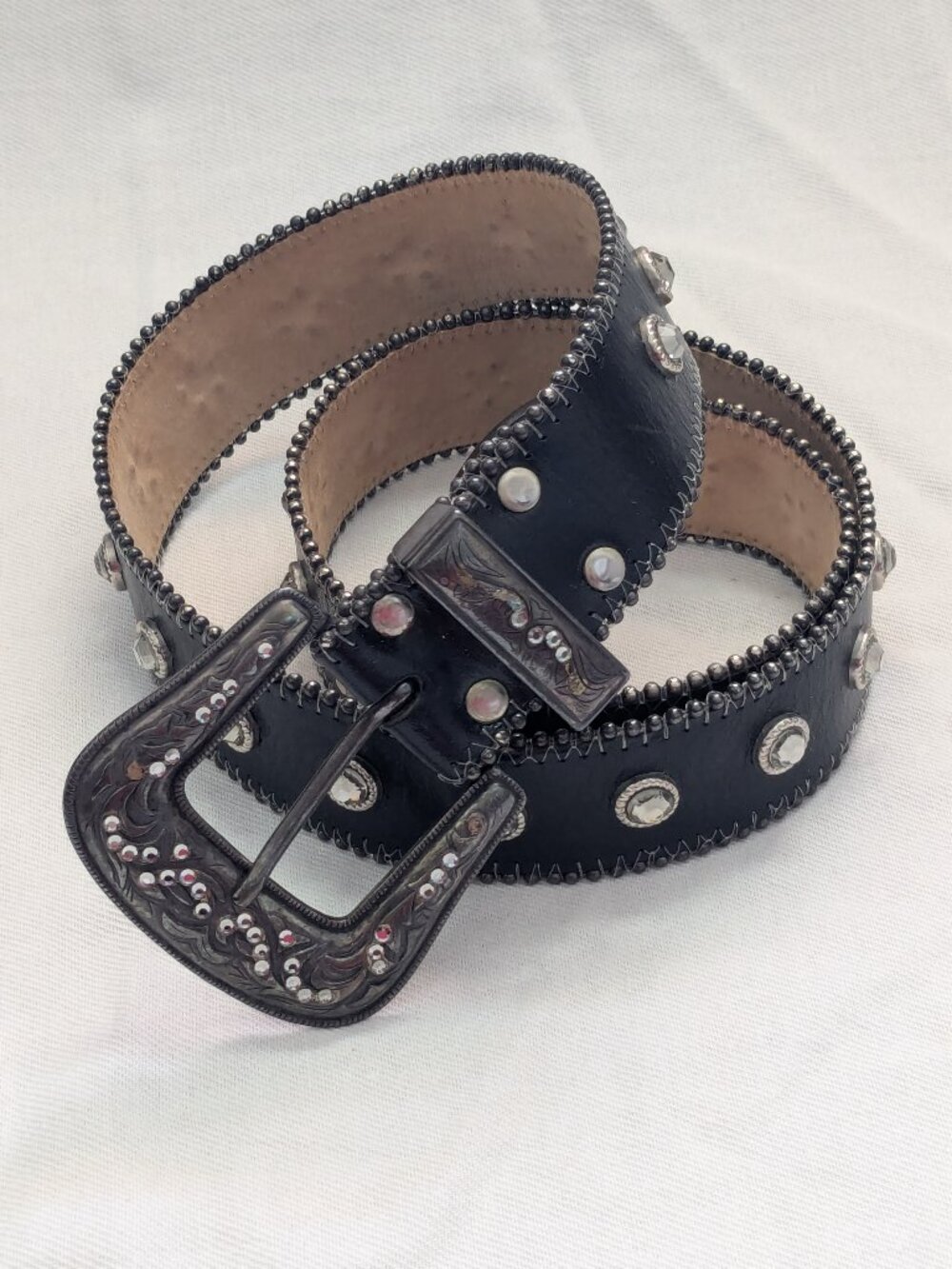 Vintage Leatherock Black Studded Leather Western Belt 34